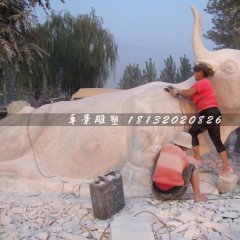 黑龍江齊齊哈爾的石頭牛雕塑工程